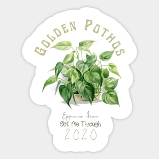 Golden Pothos, Botanical Illustration T-Shirt | Plant Lover Tee Sticker